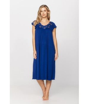 Camisón largo azul de Micromodal y Elastano vista frontal
